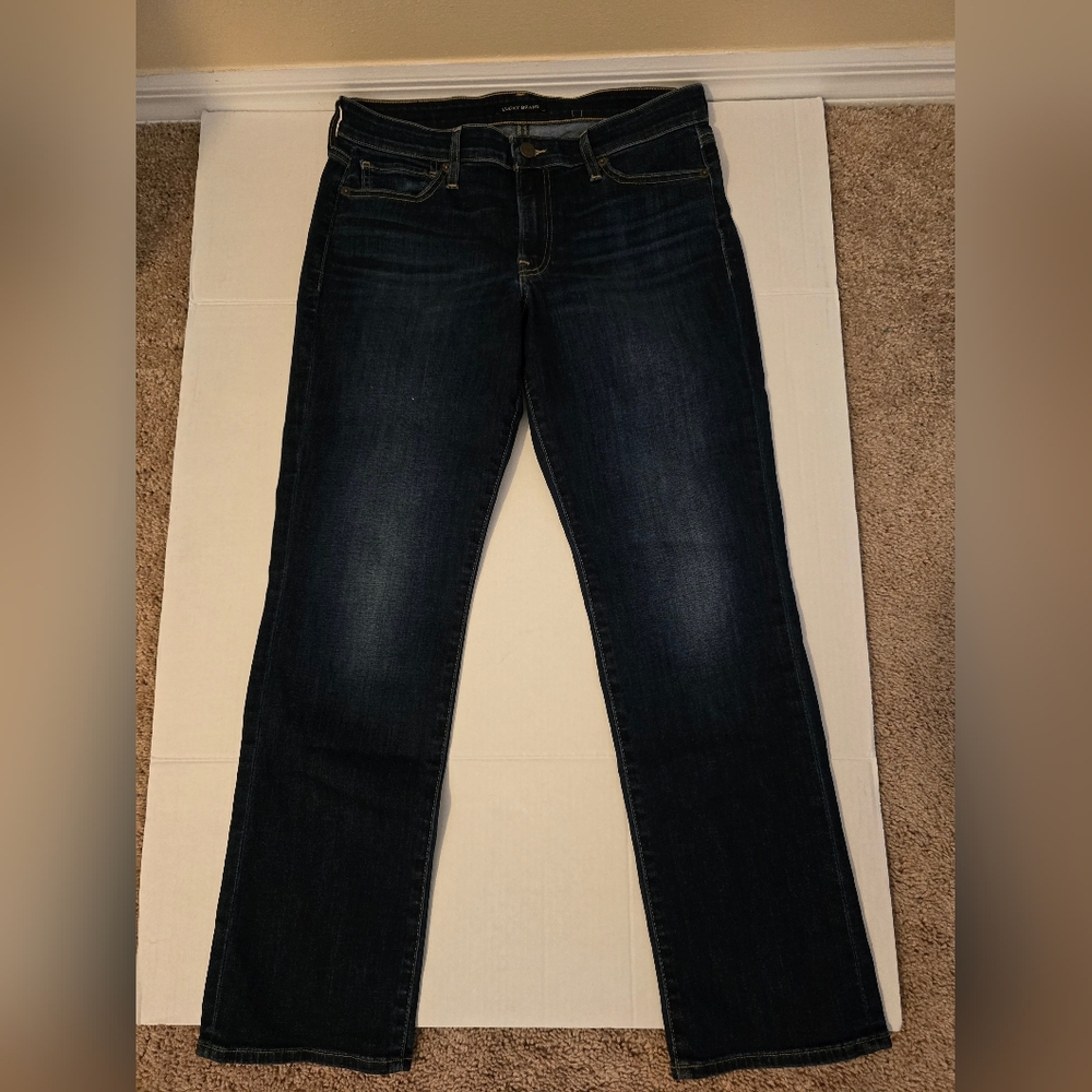 Lucky Brand Sweet Straight Jeans Women's 10/30 Ankle Mid Rise Denim Dark Wash